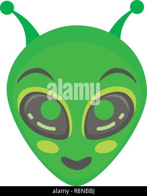 Alien face gli Emoji. Alien CAPO VERDE - molto carino. Humanoid illustrazione vettoriale Illustrazione Vettoriale