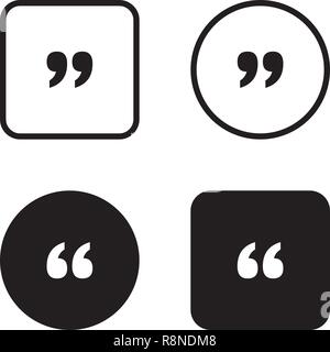 Citazione simbolo icon set. Citazione paragrafo mark. Segno di doppia virgola Illustrazione Vettoriale