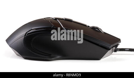 Calcolatore nero mouse isolati su sfondo bianco Foto Stock