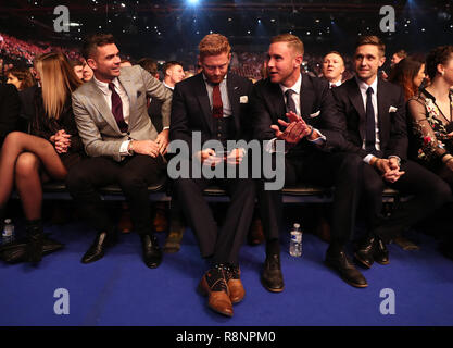 Inghilterra (sinistra-destra) James Anderson, Jonny Bairstow, Stuart ampio e Chris Woakes durante la BBC Sports personalità dell'anno 2018 a Birmingham Genting Arena. Foto Stock