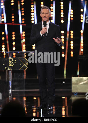 Presentatore Gary Lineker durante la BBC SPORTS Personality of the Year 2018 alla Birmingham Genting Arena. Foto Stock