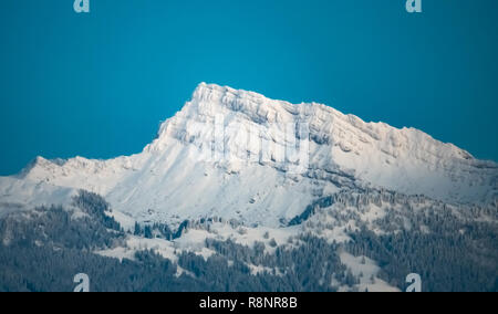Vista della Speer picco (1.951 m.) in Appenzell Alpi, affacciato sulla regione tra il lago di Zurigo e il Lago di Walenstadt nel cantone di San Gallo. Vi Foto Stock