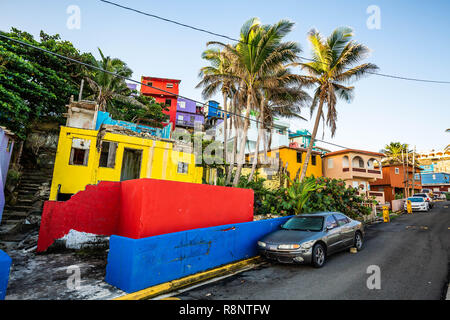 La Perla splendido quartiere, nella vecchia San Juan a sunrise Foto Stock