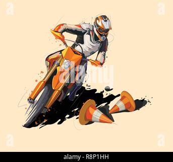 Moto sport vector supermoto Adesivo delle icone del design Illustrazione Vettoriale