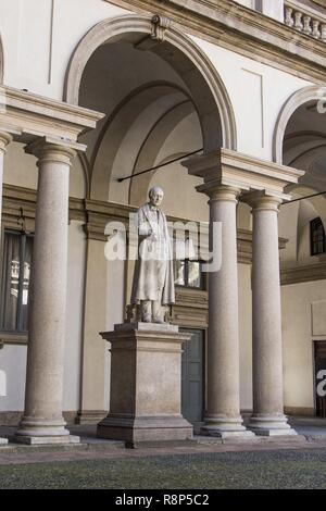 Courtyard all'entrata del Palazzo di Brera a Milano in Italia Foto Stock