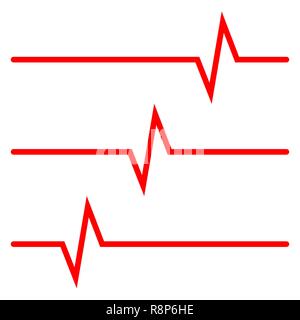 Red icone heartbeat in design piatto. Illustrazione Vettoriale. Segno di elettrocardiogramma isolato. Illustrazione Vettoriale