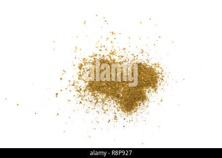 Spezie miste isolati su sfondo bianco. Aneto coriandolo, prezzemolo sedano basilico maggiorana fieno greco Foto Stock