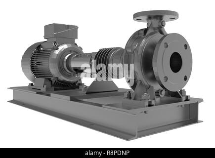 Pompa acqua elettrica 3d illustrazione isolati su sfondo bianco Foto Stock