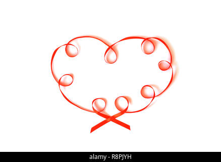 Cuore realizzato da nastro isolato su bianco. Foto Stock