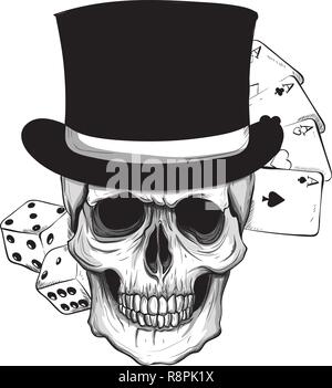 Gothic stemma con il cranio e la carta da gioco, grunge vintage Illustrazione Vettoriale