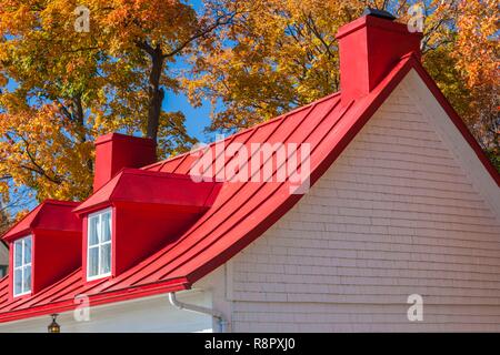 Canada Quebec, Ile d'Orleans, Saint-Jean, case tradizionali Foto Stock