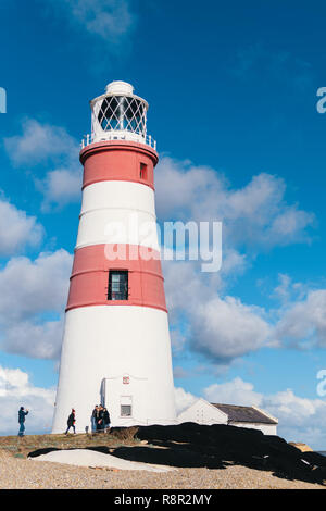Orfordness faro, Orford Ness, Suffolk, Regno Unito. Dismesso nel 2013, 30m faro fu completato nel 1792. Foto Stock