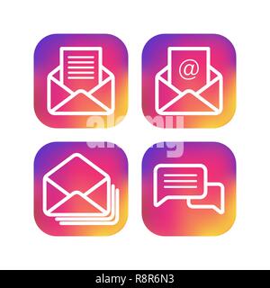 Un set di icone ispirato Instagram. Nuovi design per applicazioni, web, le reti sociali e altro. Illustrazione Vettoriale. Illustrazione Vettoriale
