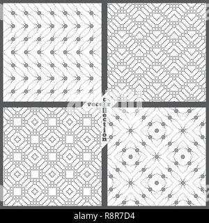 Set di vettore modelli senza giunture. Abstract sfondi tratteggiata. Ripetere moderno ed elegante texture. Graphic design elemento Illustrazione Vettoriale
