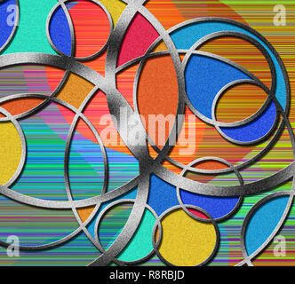 Abstract colorati cerchi sovrapposti. Il rendering 3D Foto Stock