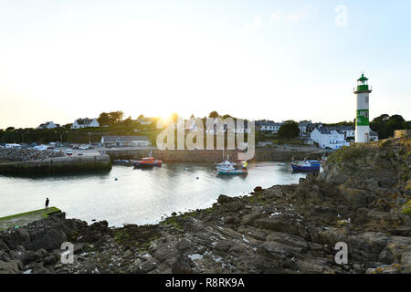 Francia, Finisterre, Clohars Carnoet, Doelan Harbour Foto Stock