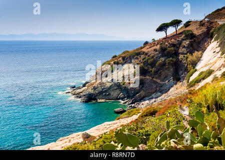 Cristal acqua di mare nei pressi di Pomonte, Isola d'Elba Foto Stock