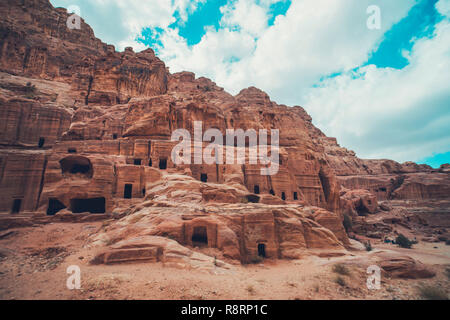 Petra - La città antica capitale degli Edomiti,Edomae, più tardi la capitale del regno Nabataean. UNESCO - Sito Patrimonio dell'umanità. Città perduta nella Foto Stock