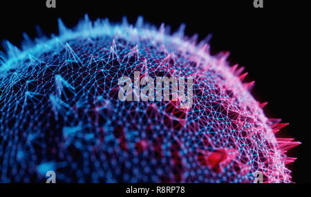 3D'illustrazione. Immagine astratta, colorata struttura di linee e punti che rappresentano le connessioni globali. Globalizzato e mondo connesso. Foto Stock