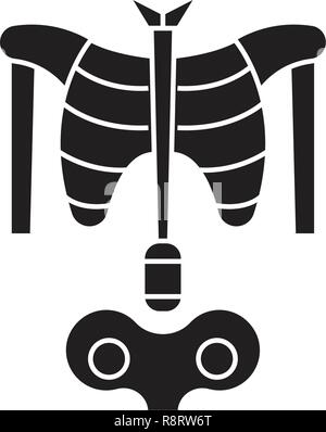 X-ray, osteoporosi nero concetto vettoriale icona. X-ray, osteoporosi illustrazione piana, segno Illustrazione Vettoriale