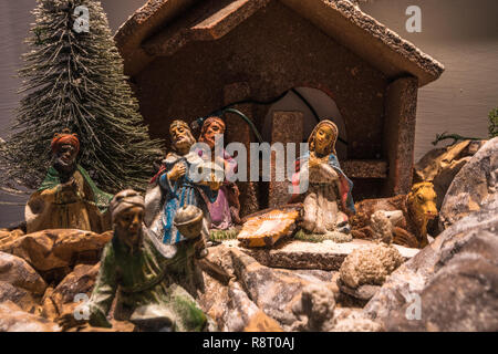 Italiano tradizionale Presepe Presepe Natale Decorazioni Foto Stock