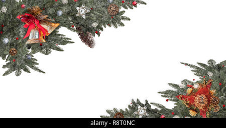 Natale campanelli d'oro,decorazioni,sfondo per biglietto di auguri spazio per il testo Foto Stock