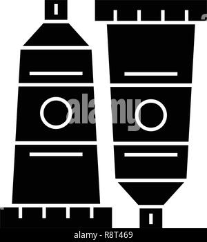 Arte tubi di vernice nero concetto vettoriale icona. Arte tubi di vernice illustrazione piana, segno Illustrazione Vettoriale