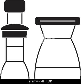 Sedie per bar nero concetto vettoriale icona. Sedie per bar illustrazione piana, segno Illustrazione Vettoriale