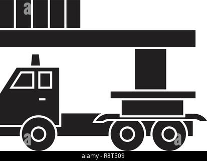 Benna carrello di servizio nero concetto vettoriale icona. Servizio benna carrello illustrazione piana, segno Illustrazione Vettoriale