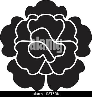 Carnation nero concetto vettoriale icona. Garofano illustrazione piana, segno Illustrazione Vettoriale