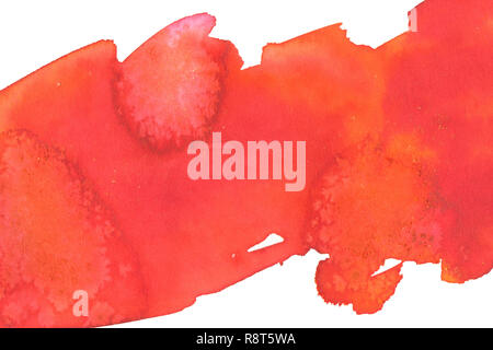 Acquerello rosso macchie isolate su sfondo bianco Foto Stock