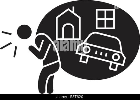 Obblighi di debito nero concetto vettoriale icona. Obblighi di debito illustrazione piana, segno Illustrazione Vettoriale