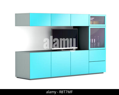 Led tv e tv grande armadio su sfondo bianco Foto Stock