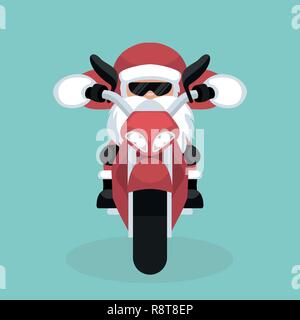 Scheda di natale di Santa Claus motociclo di equitazione Illustrazione Vettoriale