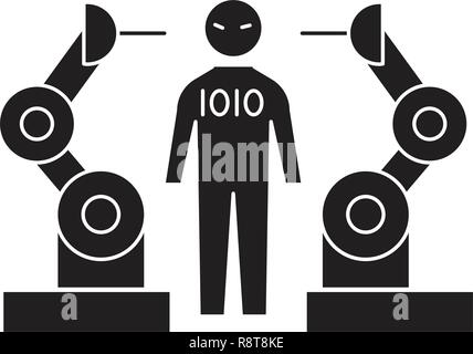 Tomografia di testa nera concetto vettoriale icona. Testa piatta di tomografia illustrazione, segno Illustrazione Vettoriale