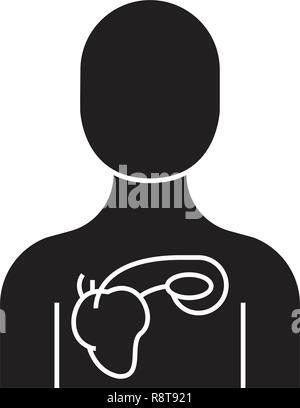 Malattie polmonari nero concetto vettoriale icona. Malattie polmonari figura piana, segno Illustrazione Vettoriale