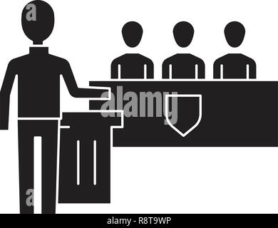 Discorso di piattaforma nero concetto vettoriale icona. Piattaforma piana del parlato illustrazione, segno Illustrazione Vettoriale