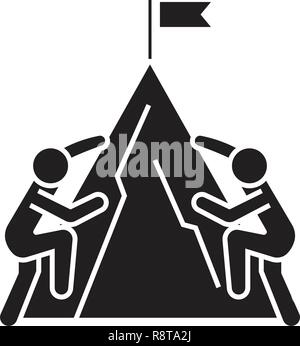 Racing scalatori nero concetto vettoriale icona. Racing scalatori illustrazione piana, segno Illustrazione Vettoriale