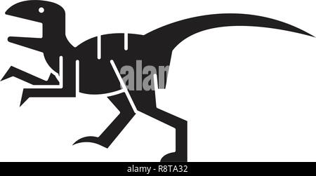 Raptor nero concetto vettoriale icona. Raptor illustrazione piana, segno Illustrazione Vettoriale