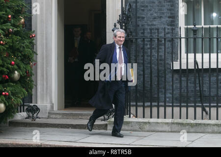 Londra REGNO UNITO. Xviii Dicembre 2018. Damian cerve, Segretario di Stato per l'Educazione lascia Downing Street dopo l'ultima riunione del gabinetto prima di Natale e Anno Nuovo credito: amer ghazzal/Alamy Live News Foto Stock