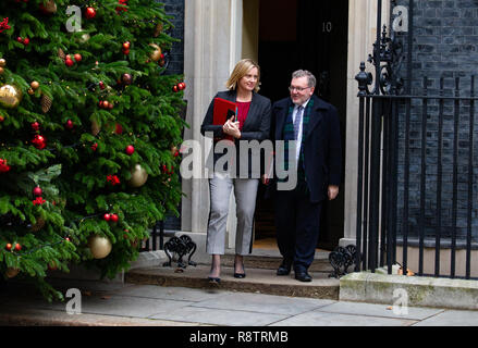 Londra, Regno Unito. Xviii Dicembre, 2018. Ambra Rudd e David Mundell, lasciare la riunione di gabinetto di Downing Street. Credito: Tommy Londra/Alamy Live News Foto Stock