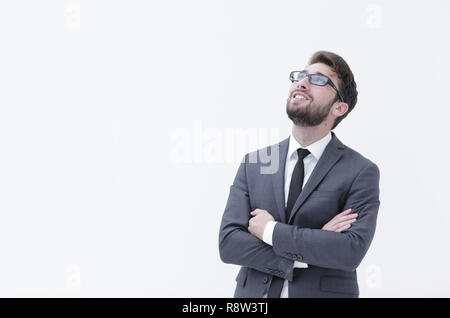 La cova bello ragazzo alzato la sua testa in alto Foto Stock