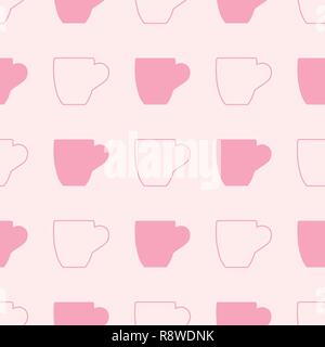 Tazza di caffè vector seamless pattern. Illustrazione Vettoriale