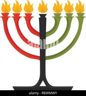 Illustrazione Vettoriale per African American Community: Kinara Kwanzaa candele isolato. Illustrazione Vettoriale