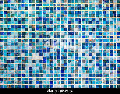Le tessere blu sullo sfondo di mosaico Foto Stock