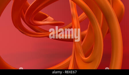Rosso sfondo astratto con orange figura. 3d illustrazione Foto Stock