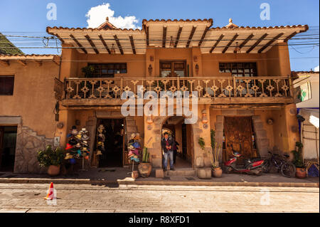 Città di Pisac nella Valle Sacra degli Incas. Foto Stock