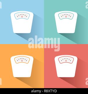 Bilancia da bagno colore icona con ombra su sfondi colorati. Illustrazione Vettoriale Illustrazione Vettoriale