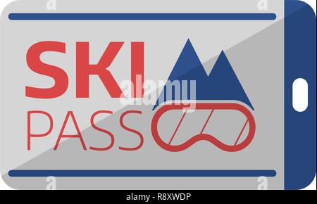 Ski Pass Card icona del modello Illustrazione Vettoriale