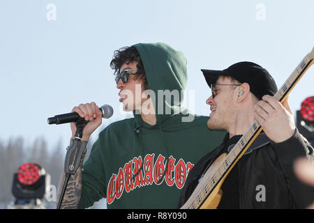 Julian Perretta in un concerto a Serre Chevalier, Francia Foto Stock